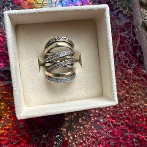 14k Solid Sterling Silver Designer Ring Size 7